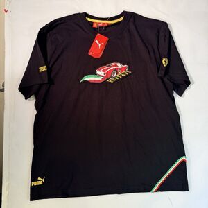 PUMA Scuderia Ferrari Racing T-Shirt Men's XXL Black Classic Car Patch NWT